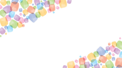 水彩風のカラフルな背景　フレーム　飾り（斜め）