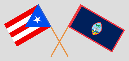 Crossed flags of Puerto Rico and Guam. Official colors. Correct proportion