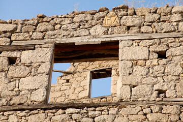 abandoned, destroyed old stone house ancient city of Glistra Konya Turkey