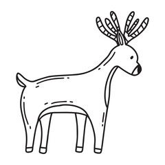 Fototapeta na wymiar Illustration of deer isolated on white background. Cute hand drawn deer. Vector illustration. Doodle style