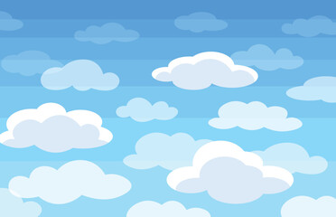 Sky vector illustration. White clouds isolated on a blue background. 