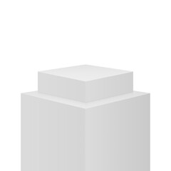 Square realistic 3D podium, showroom foundation, block cubes exposition. Vector illustration of stage arena platform. Blank podium in gallery or cosmetics shop, empty square blocks platform