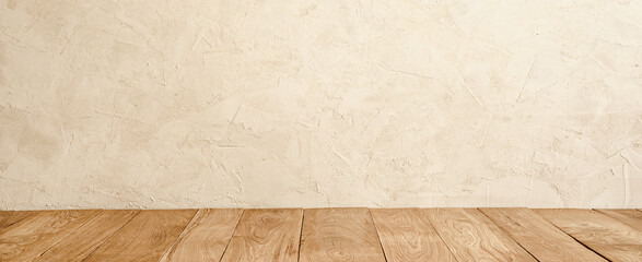 Mediterranean plastered wall and oak wood floor