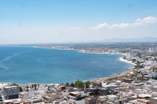 Top view of the bay of the mediterranean city of Kelibia, Tunisia