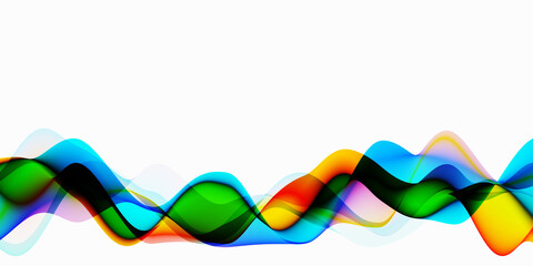 Multicolor abstract ocean and sea with colorful ink waves with white background and copy space