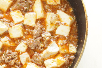 Chinese cooking, Mapo tofu ingredient in pan