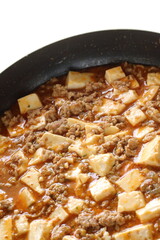 Chinese cooking, Mapo tofu ingredient in pan
