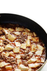 Chinese cooking, Mapo tofu ingredient in pan
