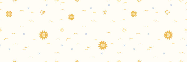 Fototapeta na wymiar Seamless pattern of summer plants. Wildflowers vector illustration