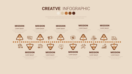 Obraz premium Timeline Infographics Template, Vector infographics timeline design template with 10 label, Vector.