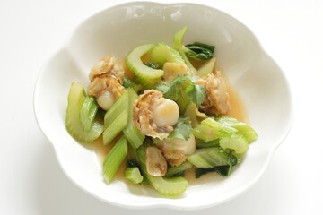 Chinese food, celery and scallop stir fried 