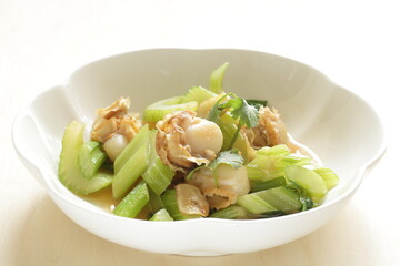 Chinese food, celery and scallop stir fried 