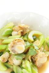 Chinese food, celery and scallop stir fried 