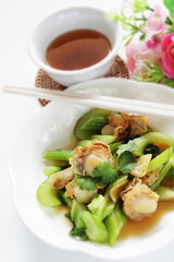 Chinese food, celery and scallop stir fried 