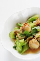 Chinese food, celery and scallop stir fried 