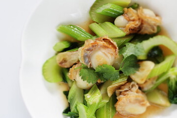 Chinese food, celery and scallop stir fried 