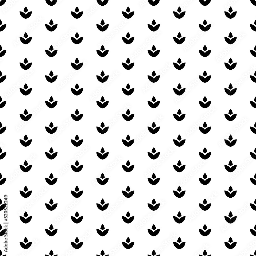 Poster square seamless background pattern from black water lily symbols. the pattern is evenly filled. vect