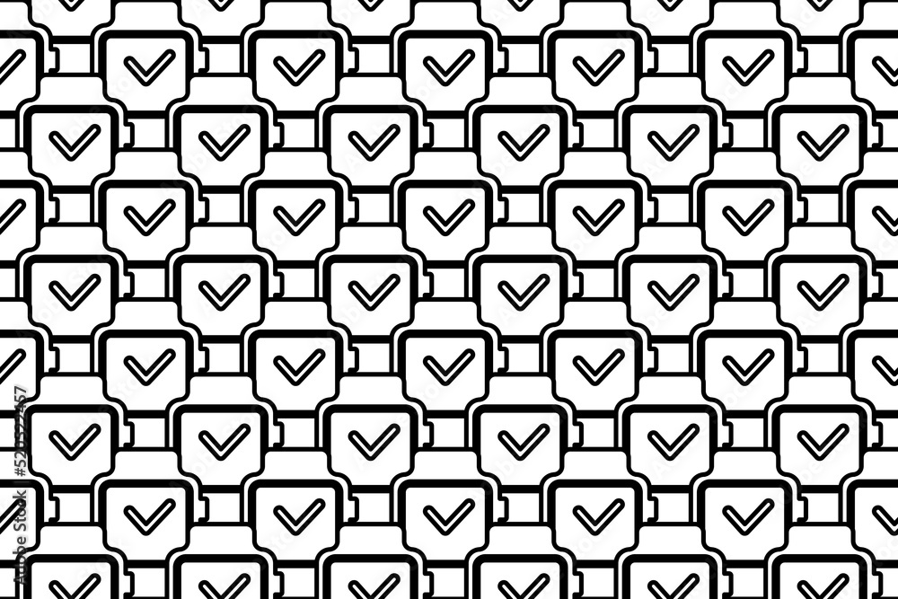 Poster Seamless pattern completely filled with outlines of smart watch symbols. Elements are evenly spaced. Vector illustration on white background
