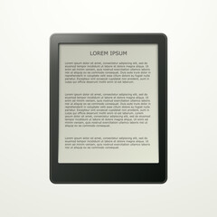 Realistic e-book for reading isolated on white background.