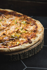 Chicken bbq pizza with pepper and onions