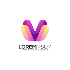 Letter V modern gradient colorful logo design