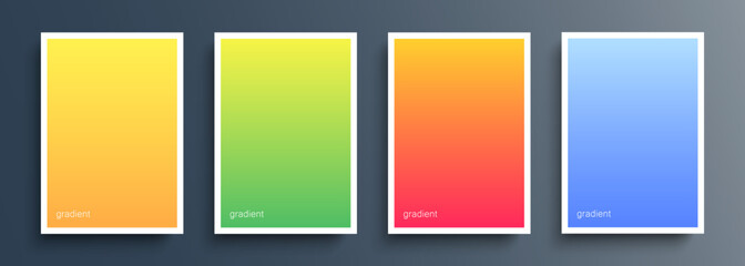 Set of color backgrounds with light soft color gradient for your creative graphic design. Summertime colors. Vector illustration.