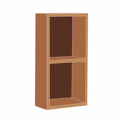 Empty wooden shelves isolated on white background. Interior design element for room decoration, home furniture ledges and storage. 