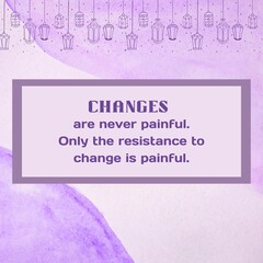Elegant purple background with quote in frame on change by Buddha.
