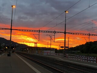 railway at sunset