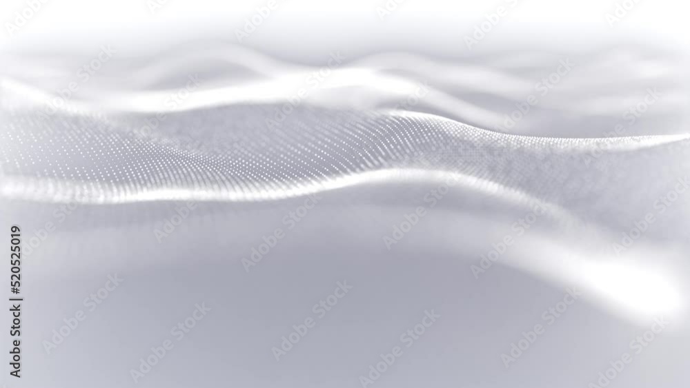 Poster particles blue wave cyber technology background loop. abstract seamless animation of mesh glowing do