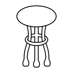 Table. Sketch. Interior element. Vector illustration. Country table on three legs. Curbstone with a round table-top. Outline on isolated background. Furniture for home and office.