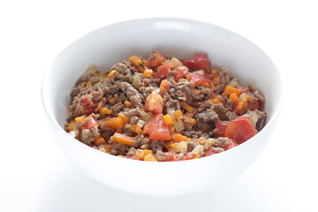 Homemade carrot and tomato minced meat sauce for prepared food image
