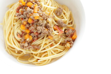 Homemade meat sauce spaghetti, for Italian pasta meal 
