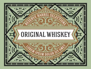 Vitrage gordijnen Vintage labels Whiskylabel met oude lijsten