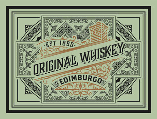 Whiskey label with old frames