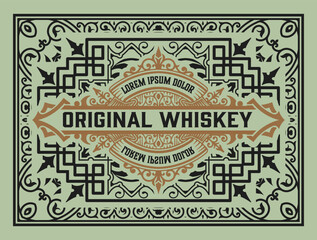 Whiskey label with old frames
