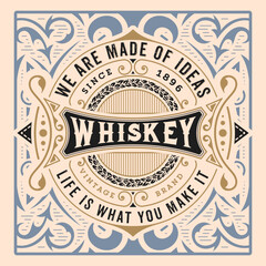 Whiskey label with old frames