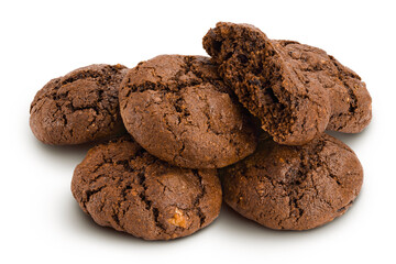 chocolate cookies isolated on white background with full depth of field