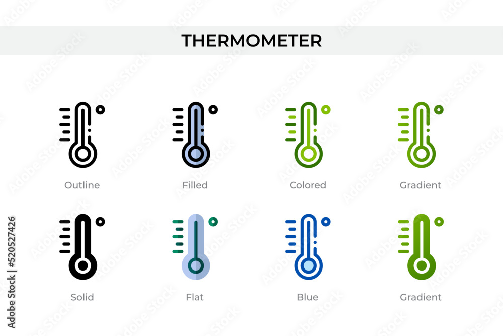 Poster thermometer icon in different style. thermometer vector icons designed in outline, solid, colored, f