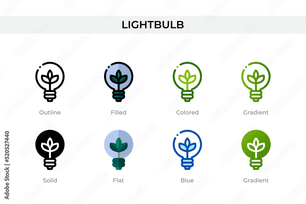 Poster lightbulb icon in different style. lightbulb vector icons designed in outline, solid, colored, fille
