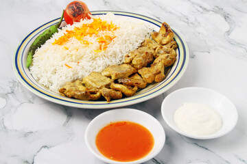 Freshly cooked Joojeh Kebab
