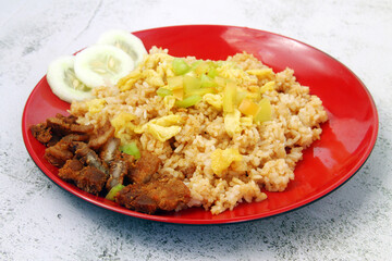 Freshly cooked Filipino food called Liempo Budbod