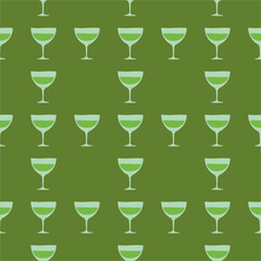 Vermouth glass seamless pattern, great design for any purposes. Doodle style. Hand drawn image. Color repeat template. Party drinks concept. Freehand drawing. Cartoon sketch graphic draft