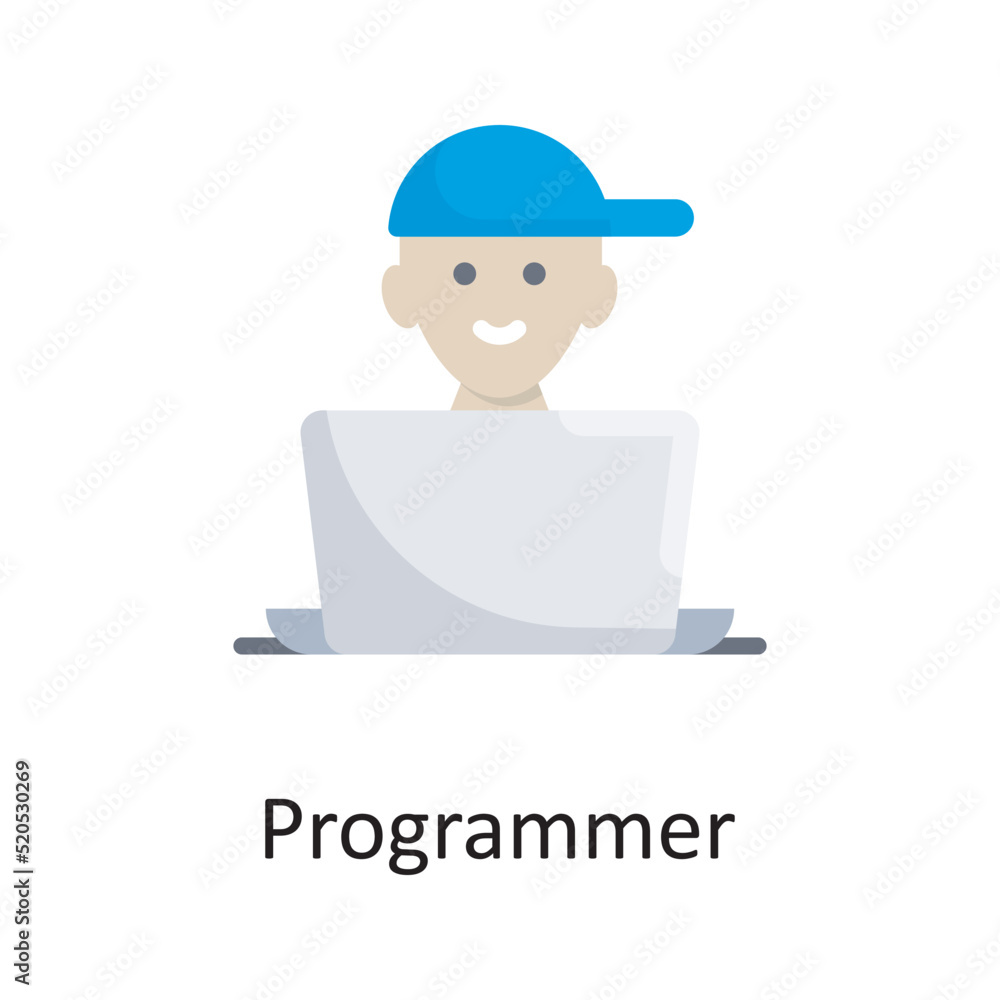 Poster programmer vector flat icon design illustration. miscellaneous symbol on white background eps 10 fil