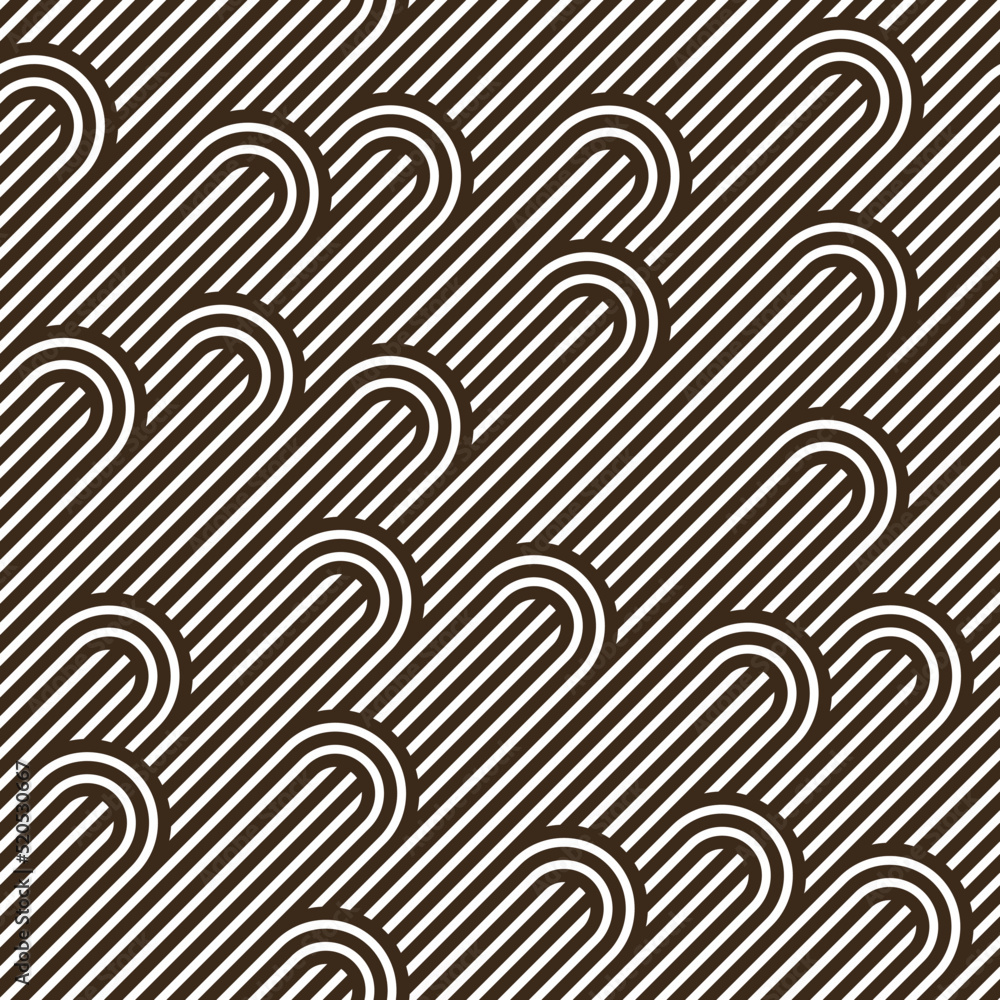 Poster seamless pattern with twisted lines, vector linear tiling background, stripy weaving, optical maze, 
