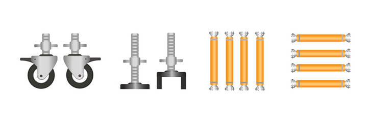 Mobile vector scaffolding, white background, used in construction areas.
