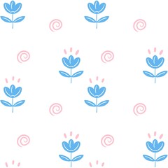seamless pattern of cute flowers and swirls, for printing on paper or on children's textiles