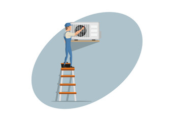 HVAC service character design illustration vector eps format , suitable for your design needs, logo, illustration, animation, etc.