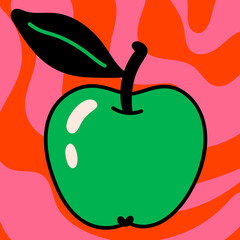 Cartoon vector funny cute Comic characters, red apple.