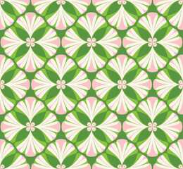 Abstract Retro Geometric Gingko Biloba Leaves Damask Style Seamless Pattern Trendy Fashion Colors Perfect for Allover Fabric Print or Wrappin Paper Vintage Concept